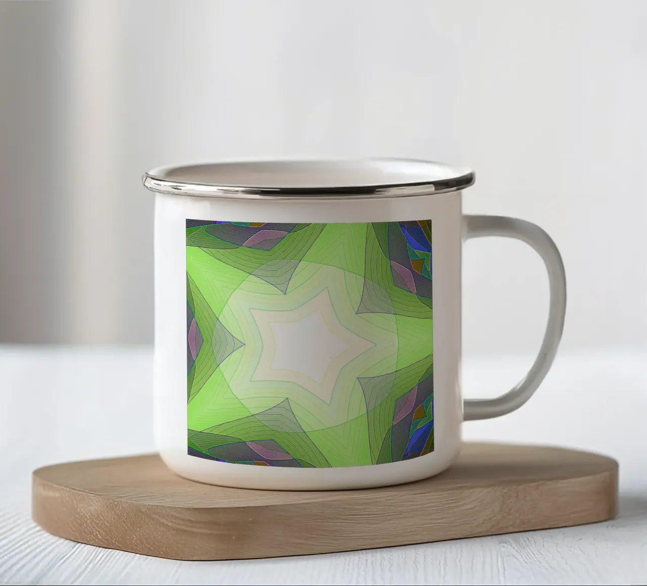 Stella a 5 punte con decorazioni colorate, nelle tonalità del verde tazza in smalto da Gürsel Yesil Digital Art
