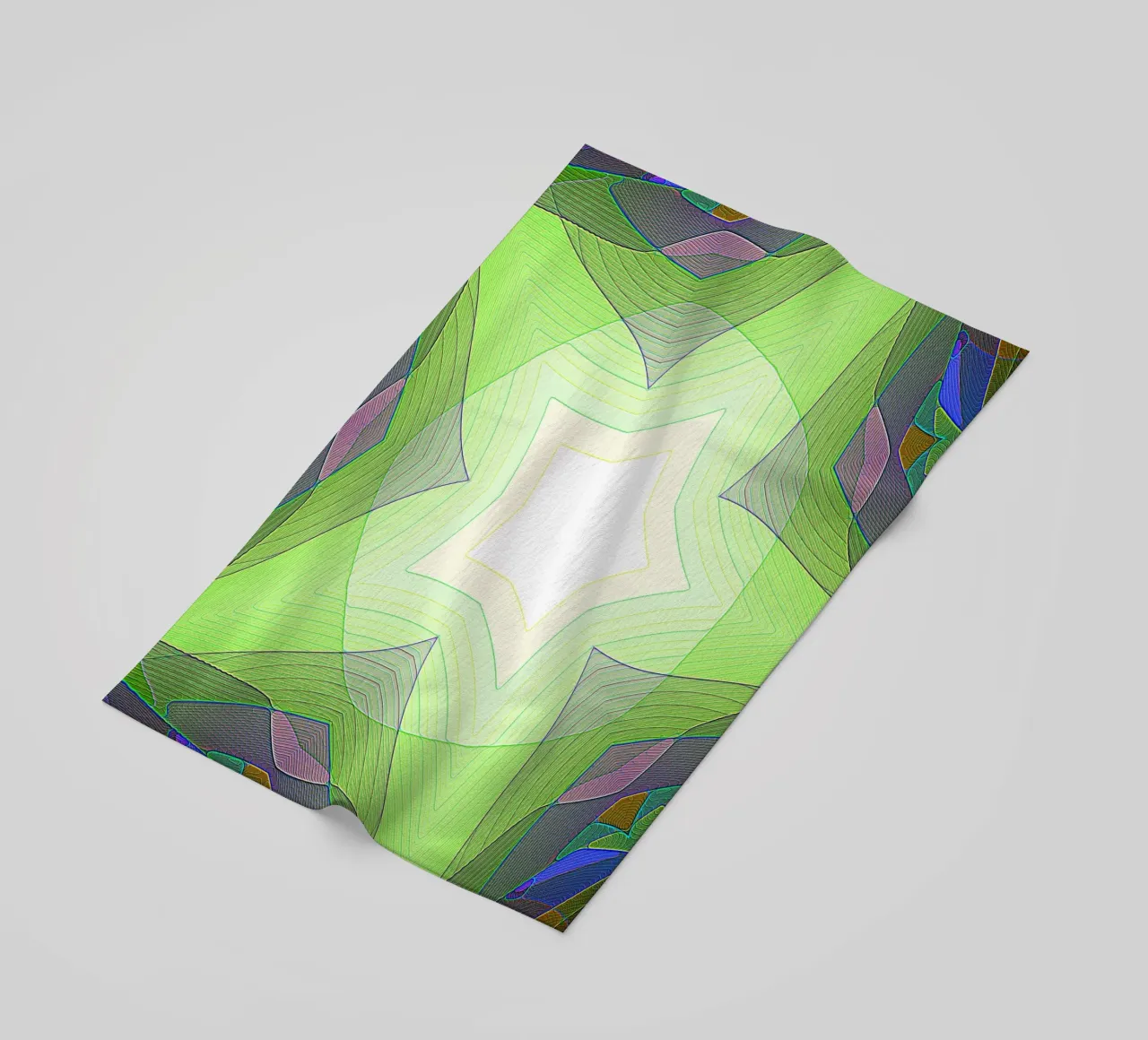 Étoile à 5 branches avec décorations multicolores, dans des nuances de vert serviette de plage de Gürsel Yesil Digital Art