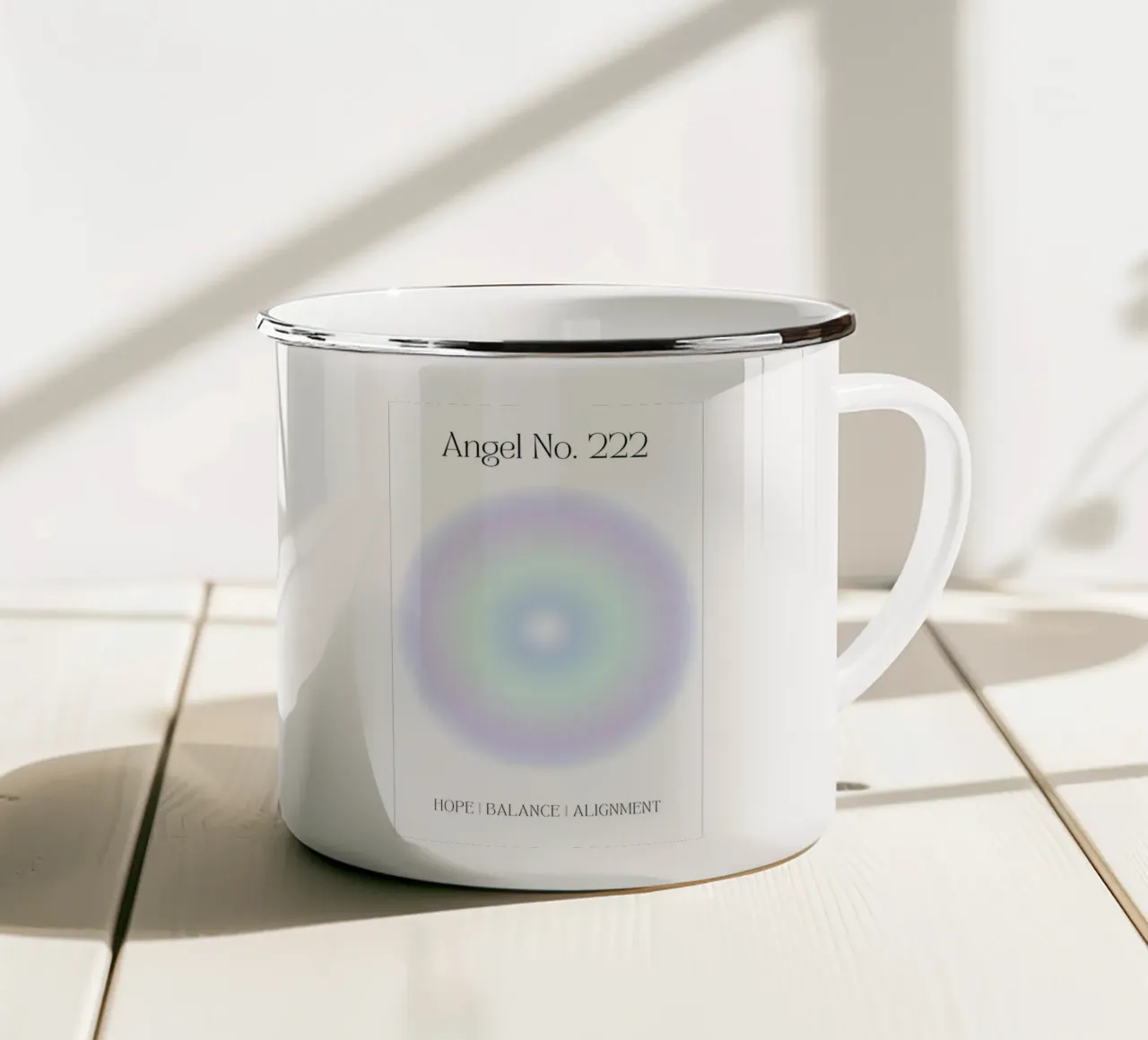 Angelo numero 222, Equilibrio, Stampa aura, Gradiente, Aura blu tazza in smalto da Dreamscape