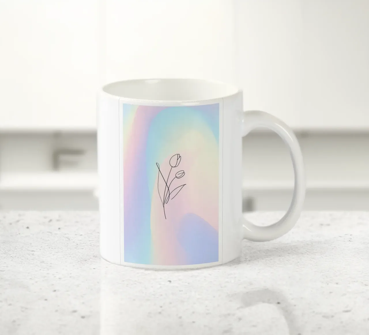 Aura Print, Tulp Poster, Bloemen Kunst, Kleurverloop keramische mok van Dreamscape