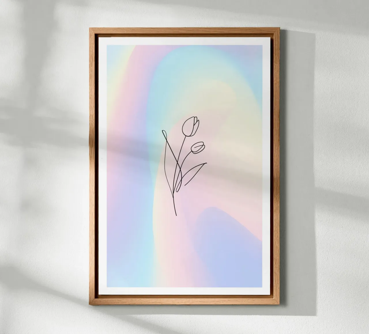 Aura Print, Tulp Poster, Bloemen Kunst, Kleurverloop canvas met Baklijst van Dreamscape