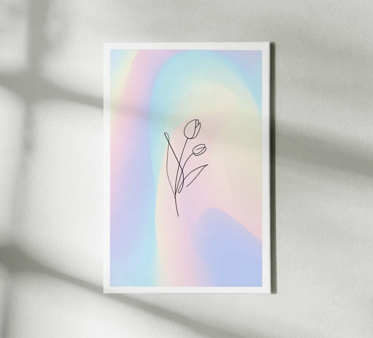 Aura Print, Tulp Poster, Bloemen Kunst, Kleurverloop canvas met Baklijst van Dreamscape