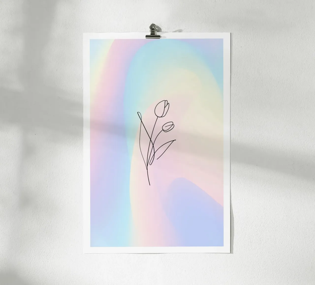 Aura Print, Tulp Poster, Bloemen Kunst, Kleurverloop poster met houten frame van Dreamscape