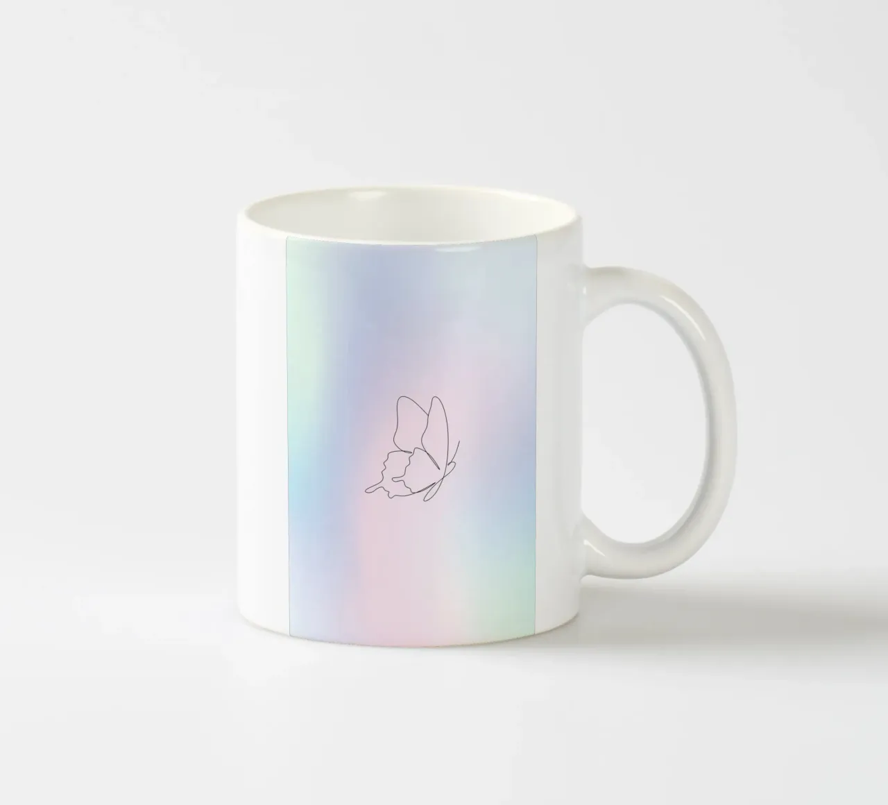 Vlinder Aura print, Blauw kleurverloop, Pastel Aura print keramische mok van Dreamscape