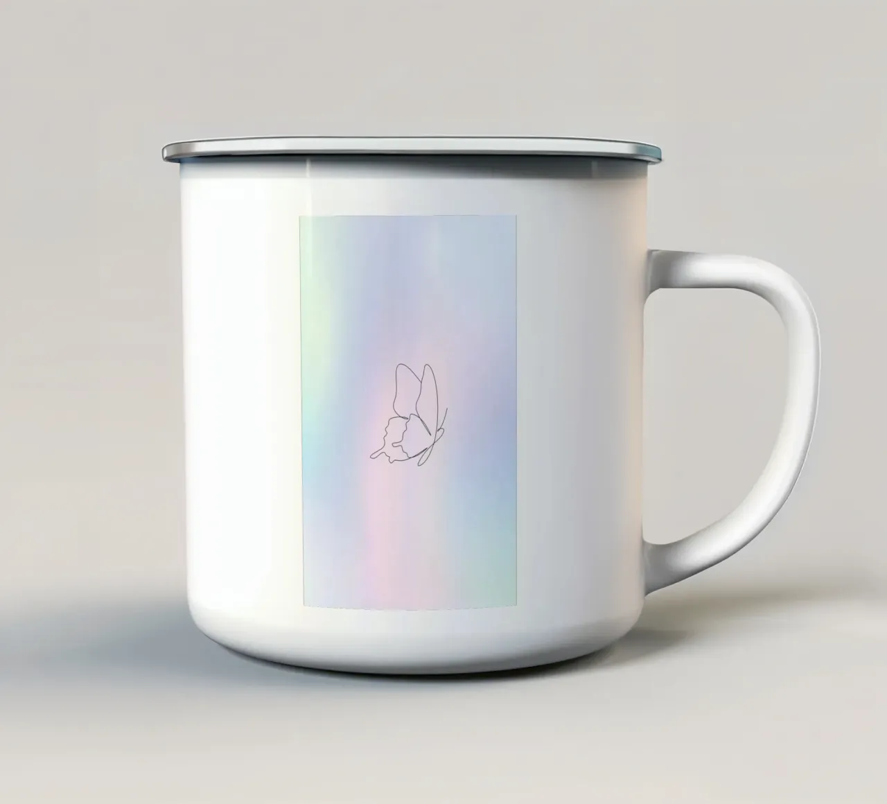 Papillon Aura Print, Bleu dégradé, Pastel Aura Print mug en émail de Dreamscape