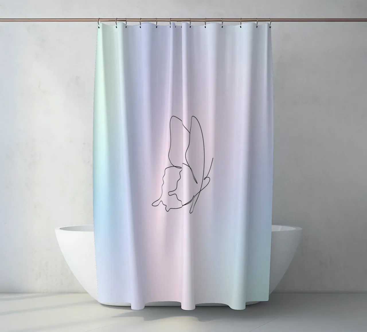 Vlinder Aura print, Blauw kleurverloop, Pastel Aura print douchegordijn van Dreamscape