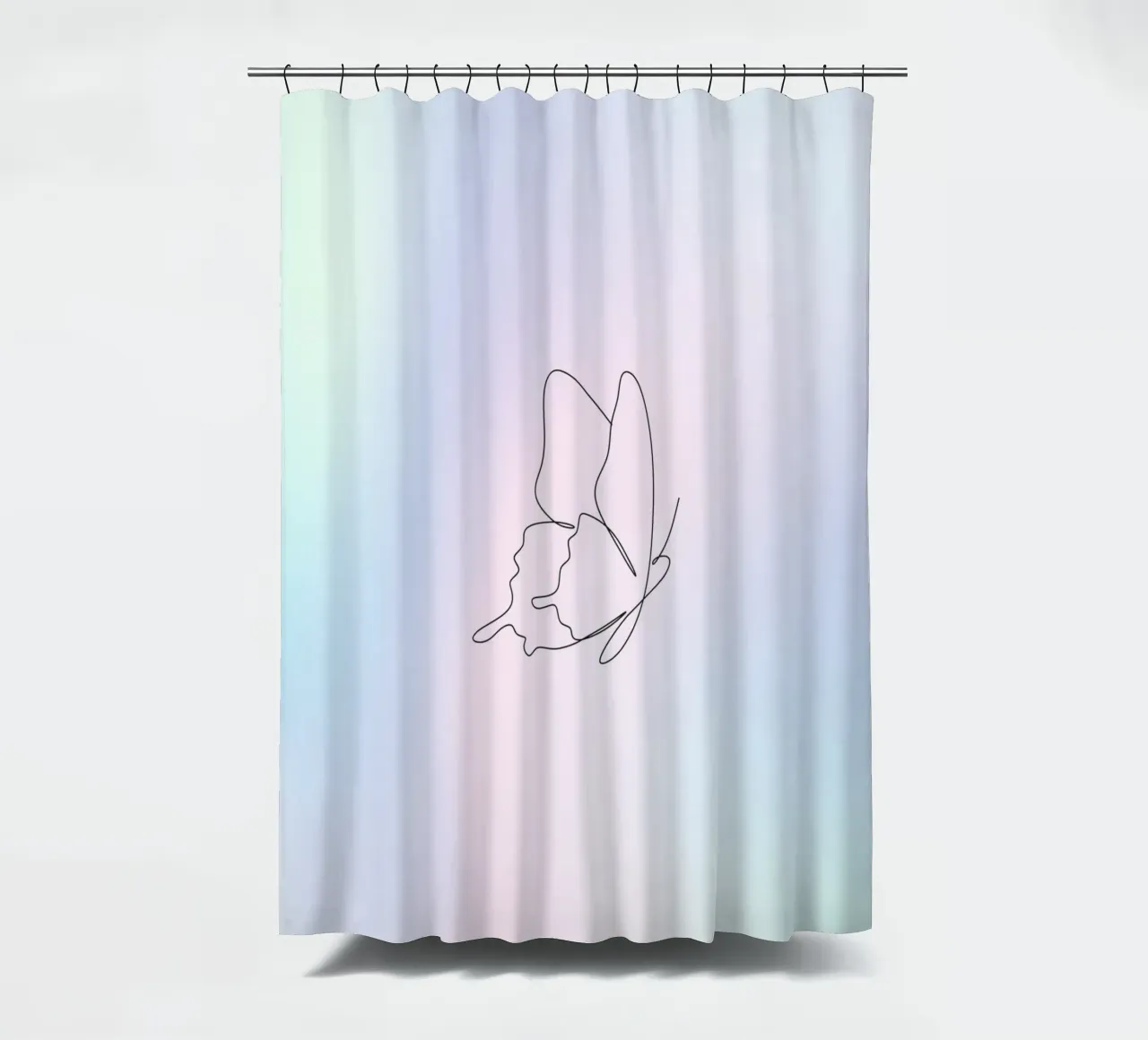 Vlinder Aura print, Blauw kleurverloop, Pastel Aura print douchegordijn van Dreamscape