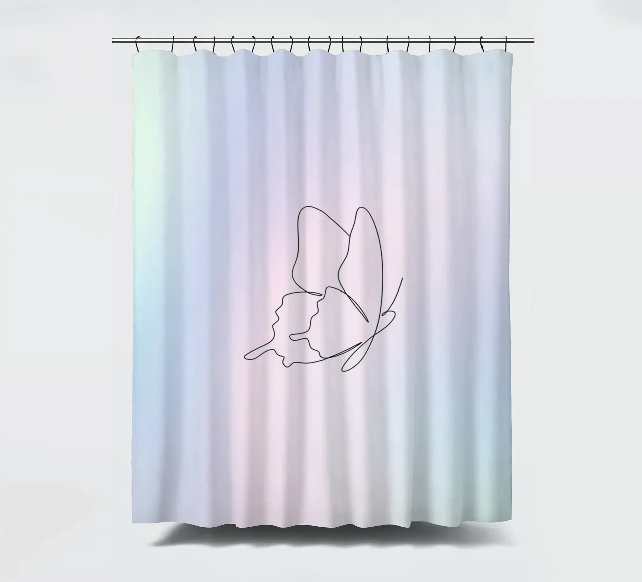 Vlinder Aura print, Blauw kleurverloop, Pastel Aura print douchegordijn van Dreamscape