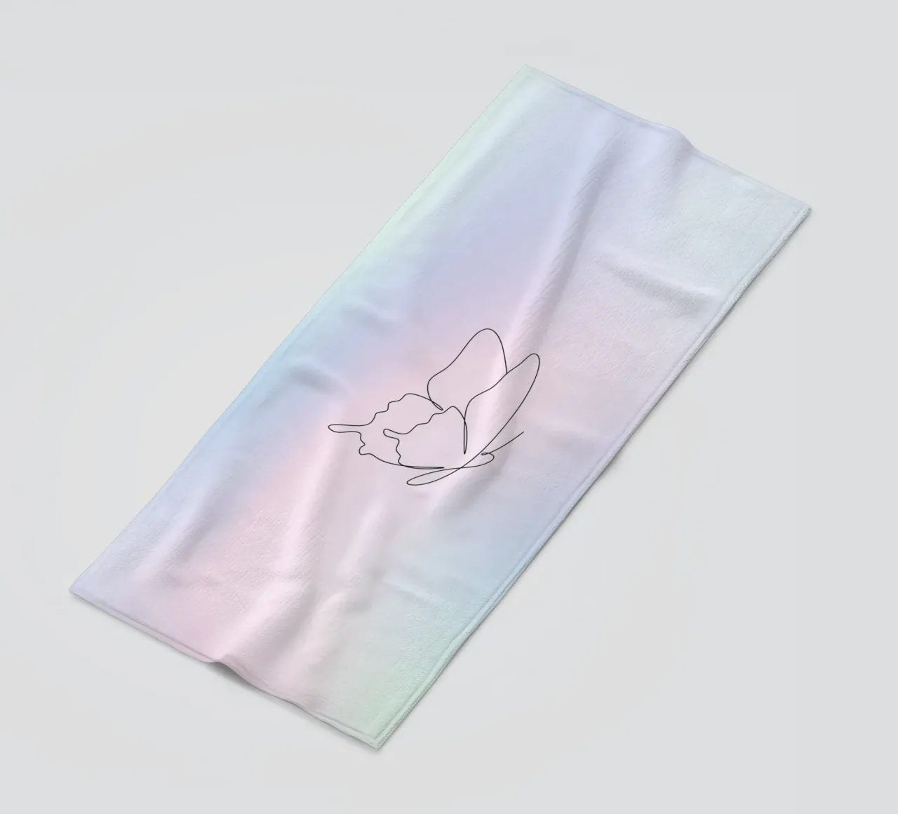 Vlinder Aura print, Blauw kleurverloop, Pastel Aura print strandhanddoek van Dreamscape