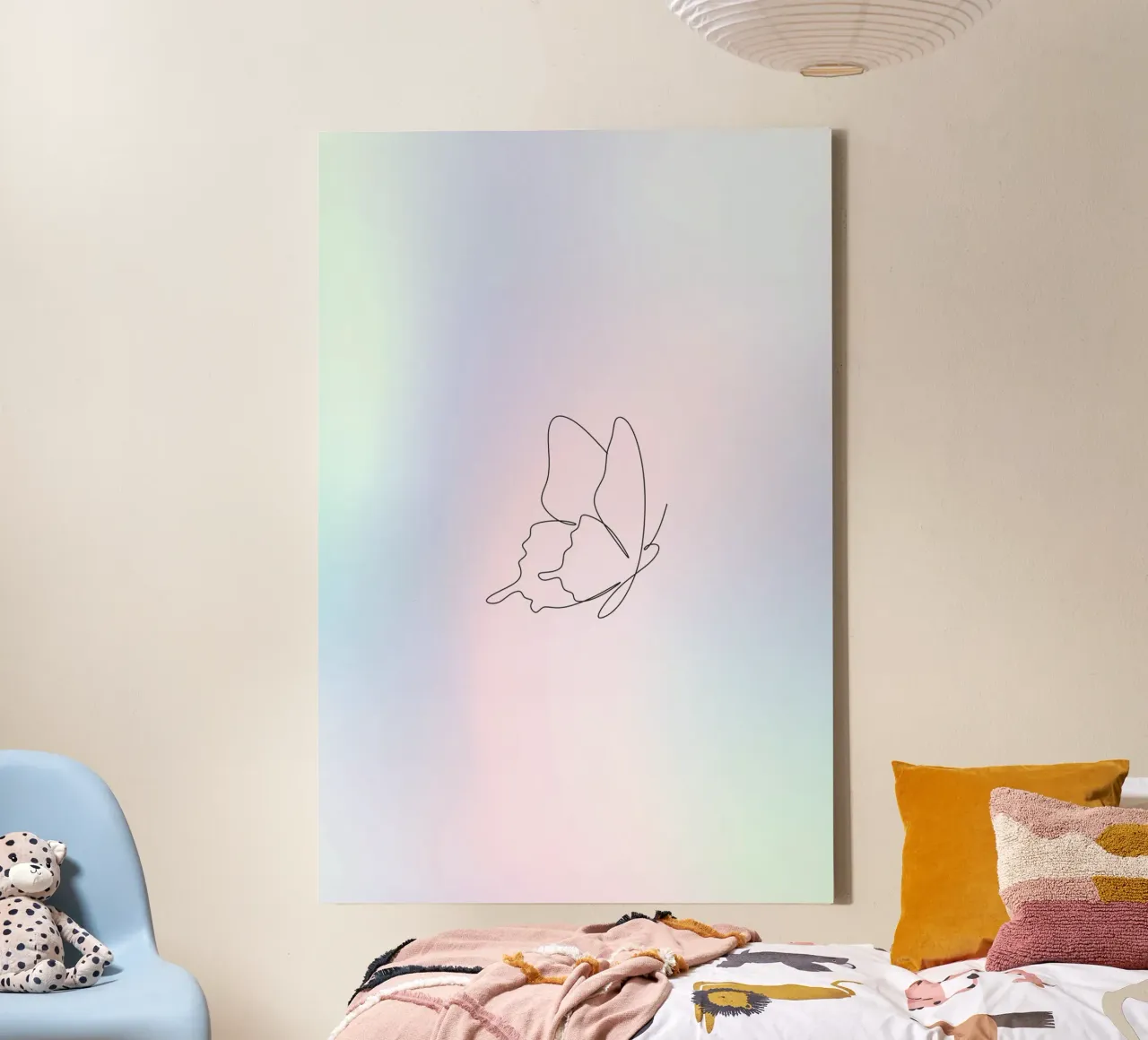 Stampa aura farfalla, blu sfumato, stampa aura pastello tela da Dreamscape