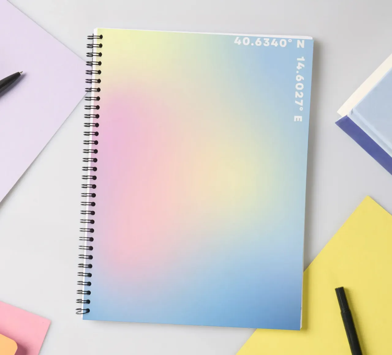 Aura Print, Gradient Wall Art, Aura Poster spiral notebook by Dreamscape