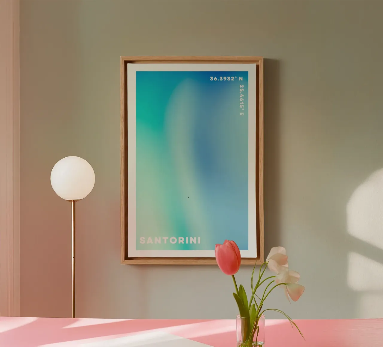Blaue Aura, Gradient Wandkunst, Aura Poster Ozean Leinwand mit Schattenfugenrahmen von Dreamscape