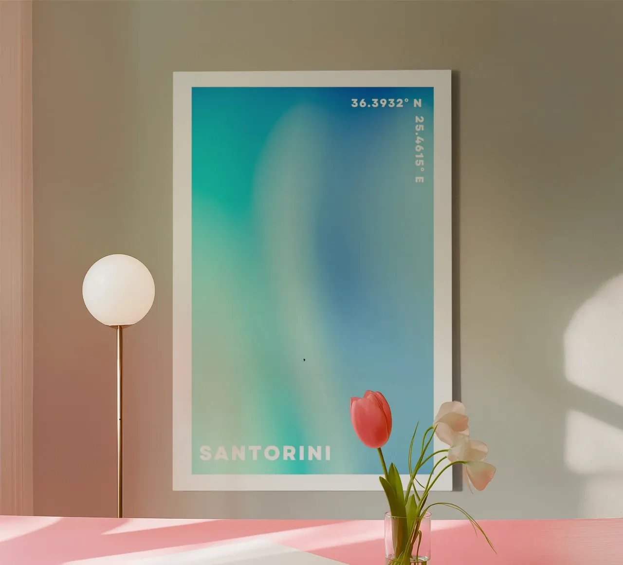 Blaue Aura, Gradient Wandkunst, Aura Poster Ozean Leinwand mit Schattenfugenrahmen von Dreamscape