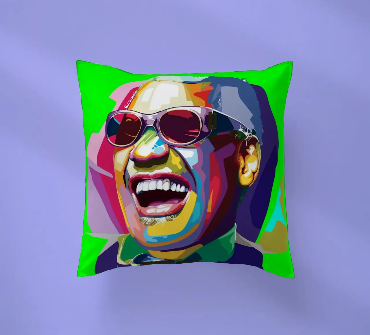 Ray Charles cantante jazz WPAP Trending Now cuscino da Artkreator
