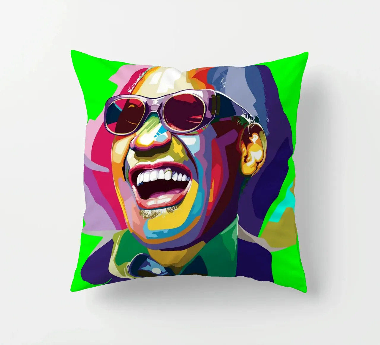 Ray Charles cantante jazz WPAP Trending Now cuscino da Artkreator