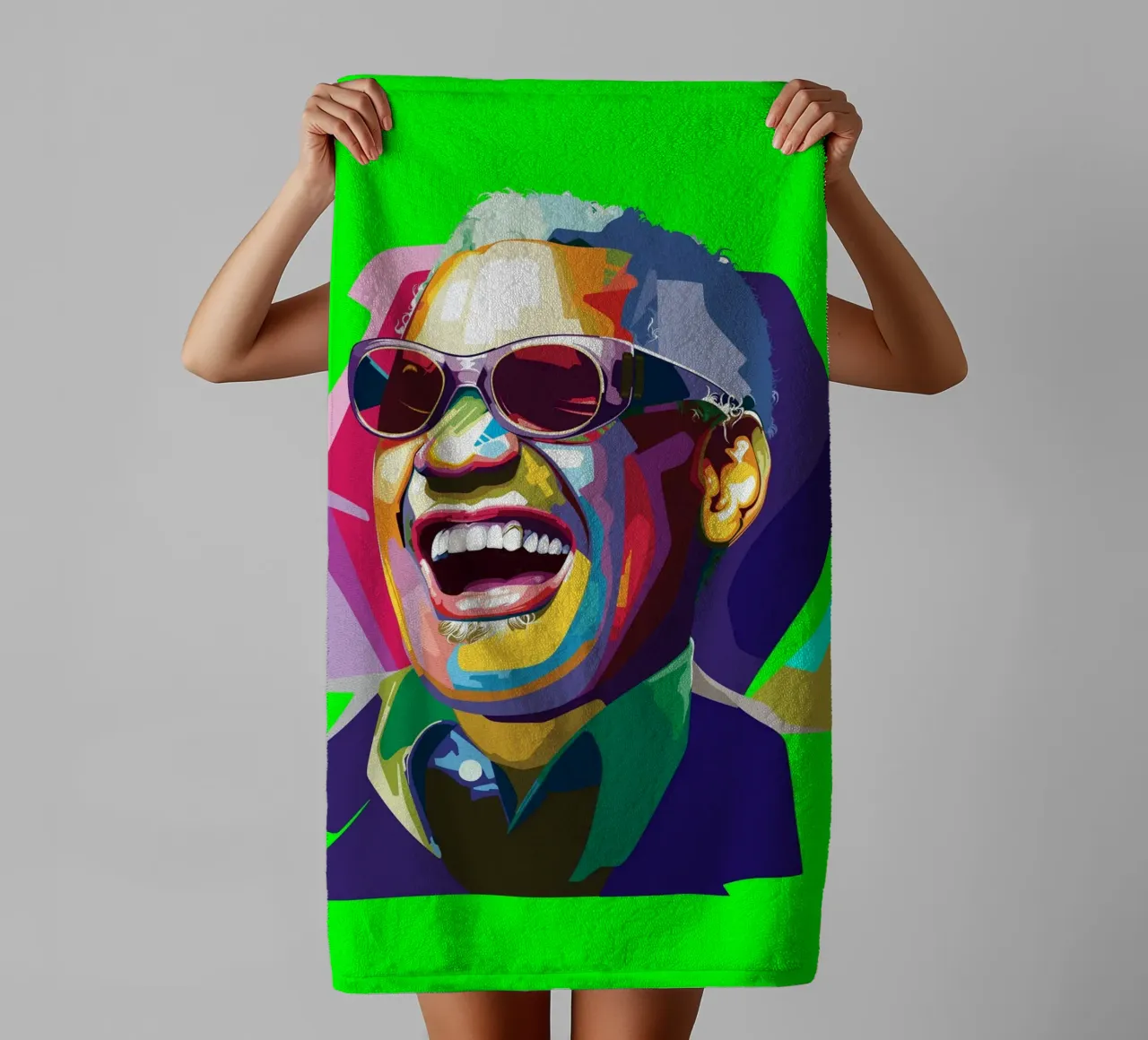 Ray Charles cantante jazz WPAP Trending Now asciugamano da bagno da Artkreator