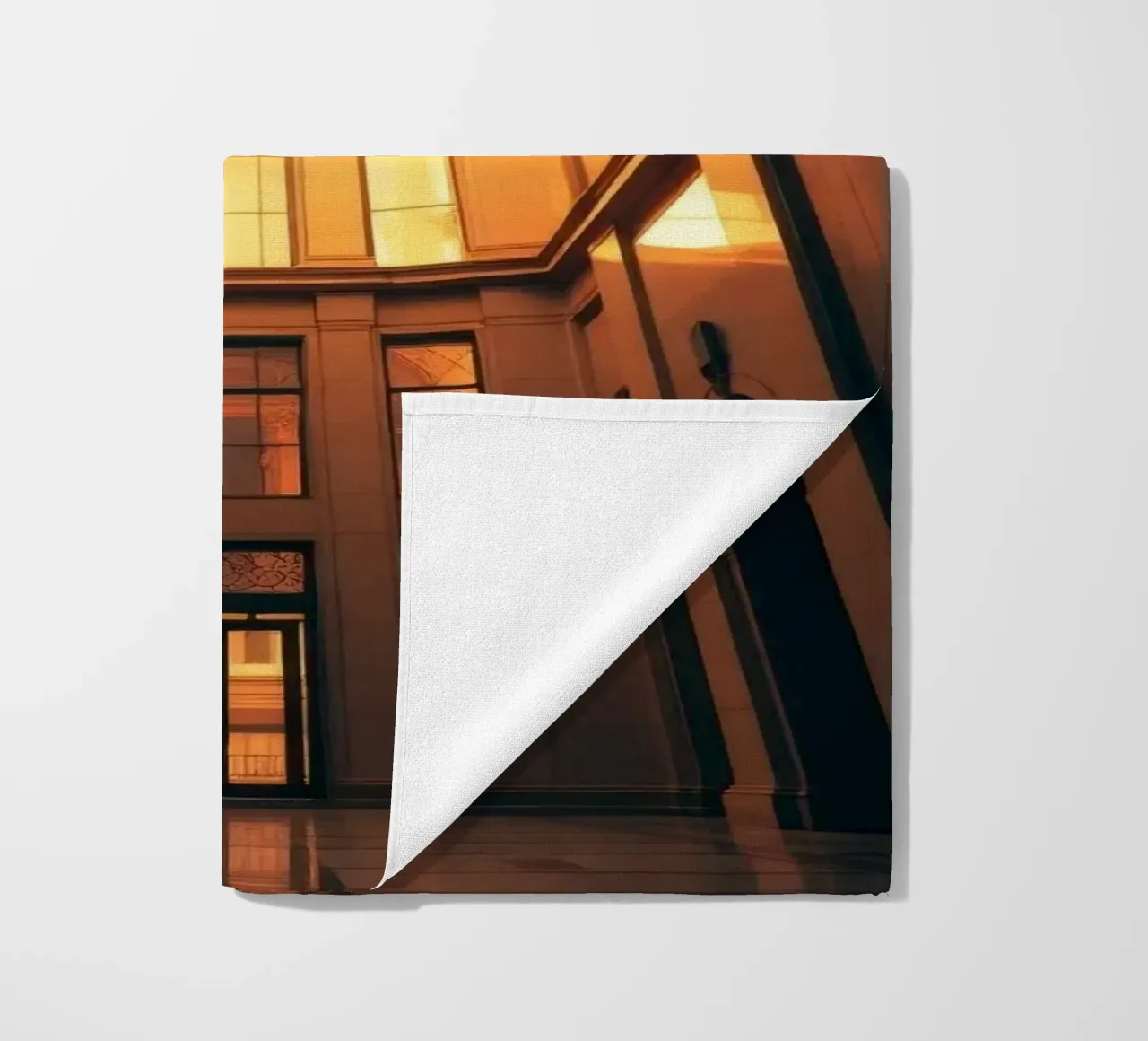 interni architettonici caratterizzati da un flusso di luce dorata telo mare da DesignDoodle