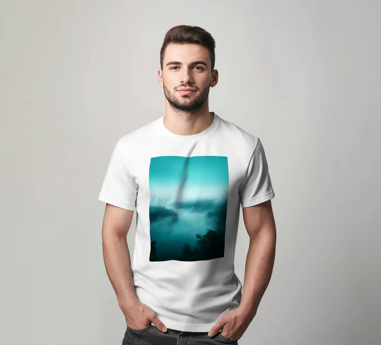 Nevelig rivierlandschap bij dageraad met etherische tinten en rust t-shirt van DesignDoodle