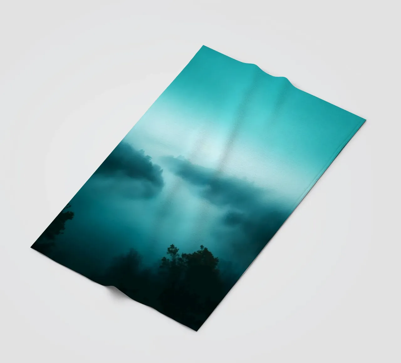 Misty river landscape at dawn with ethereal hues and tranqui fleece blanket by DesignDoodle