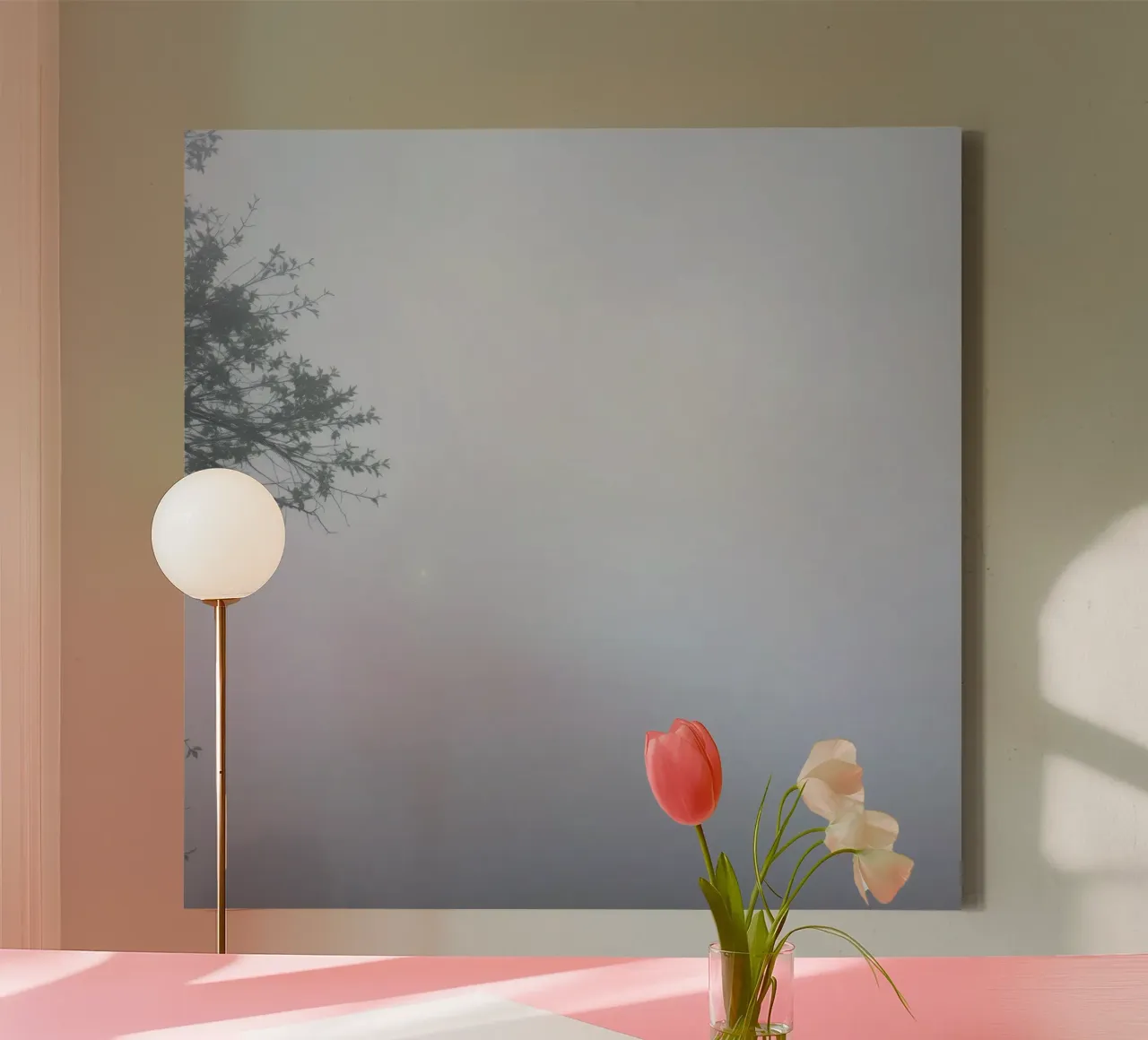 Paesaggio nebbioso oscurato da una fitta foschia tela da DesignDoodle