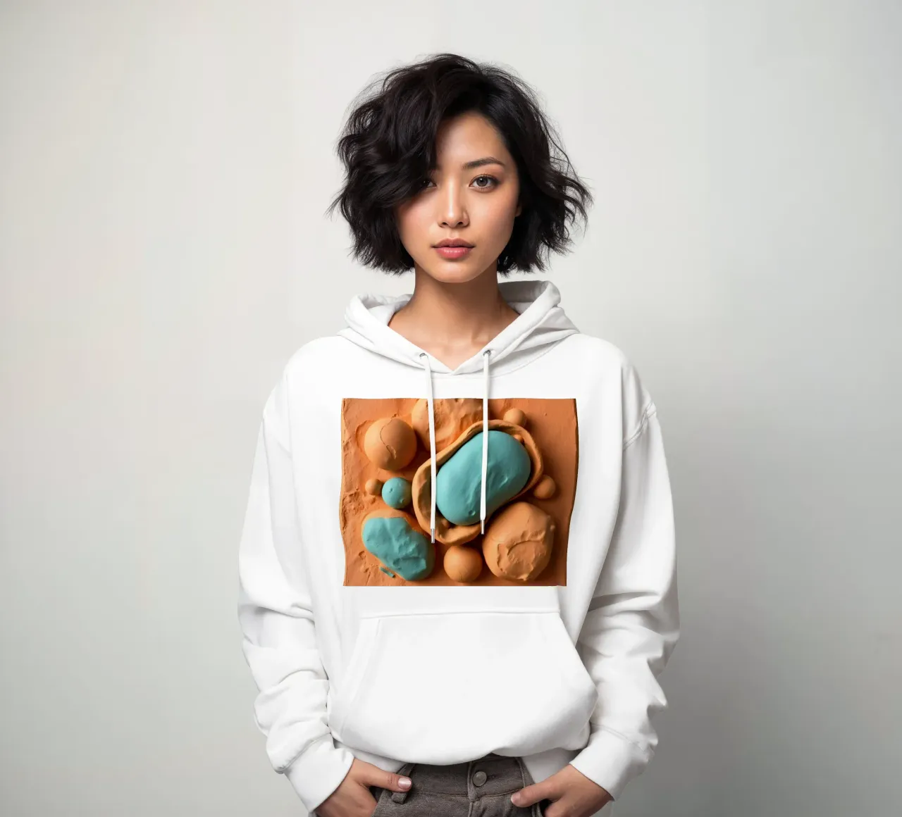 modello in argilla raffigurante strutture cellulari, realizzato in modo creativo felpa con cappuccio da DesignDoodle