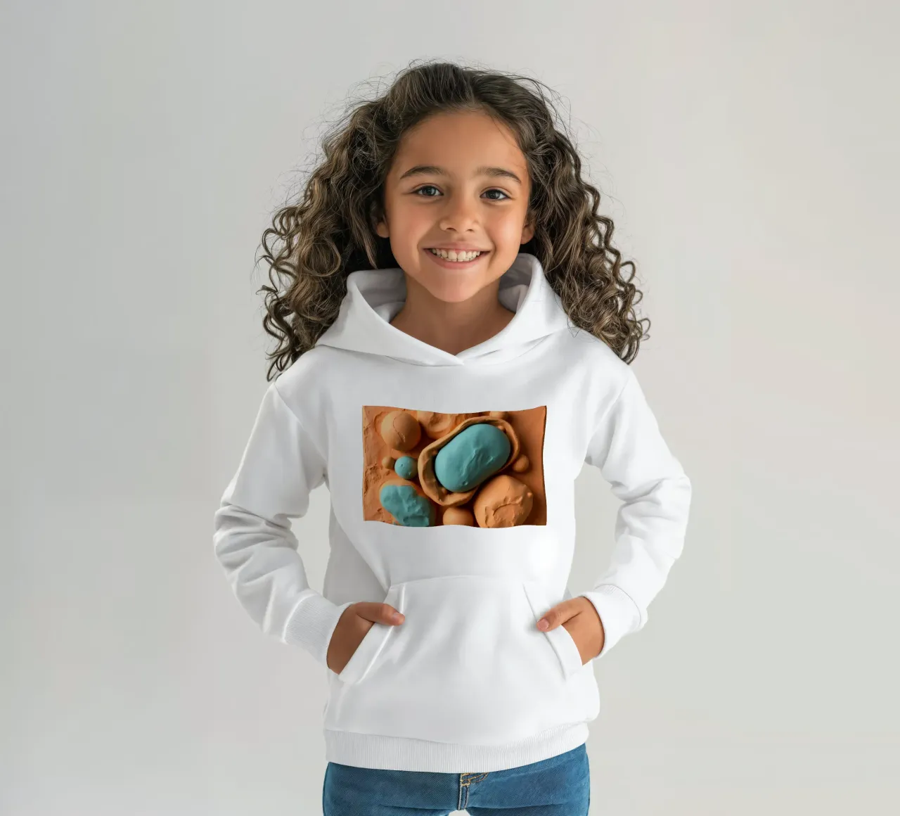 modello in argilla raffigurante strutture cellulari, realizzato in modo creativo felpa bambino con cappuccio da DesignDoodle