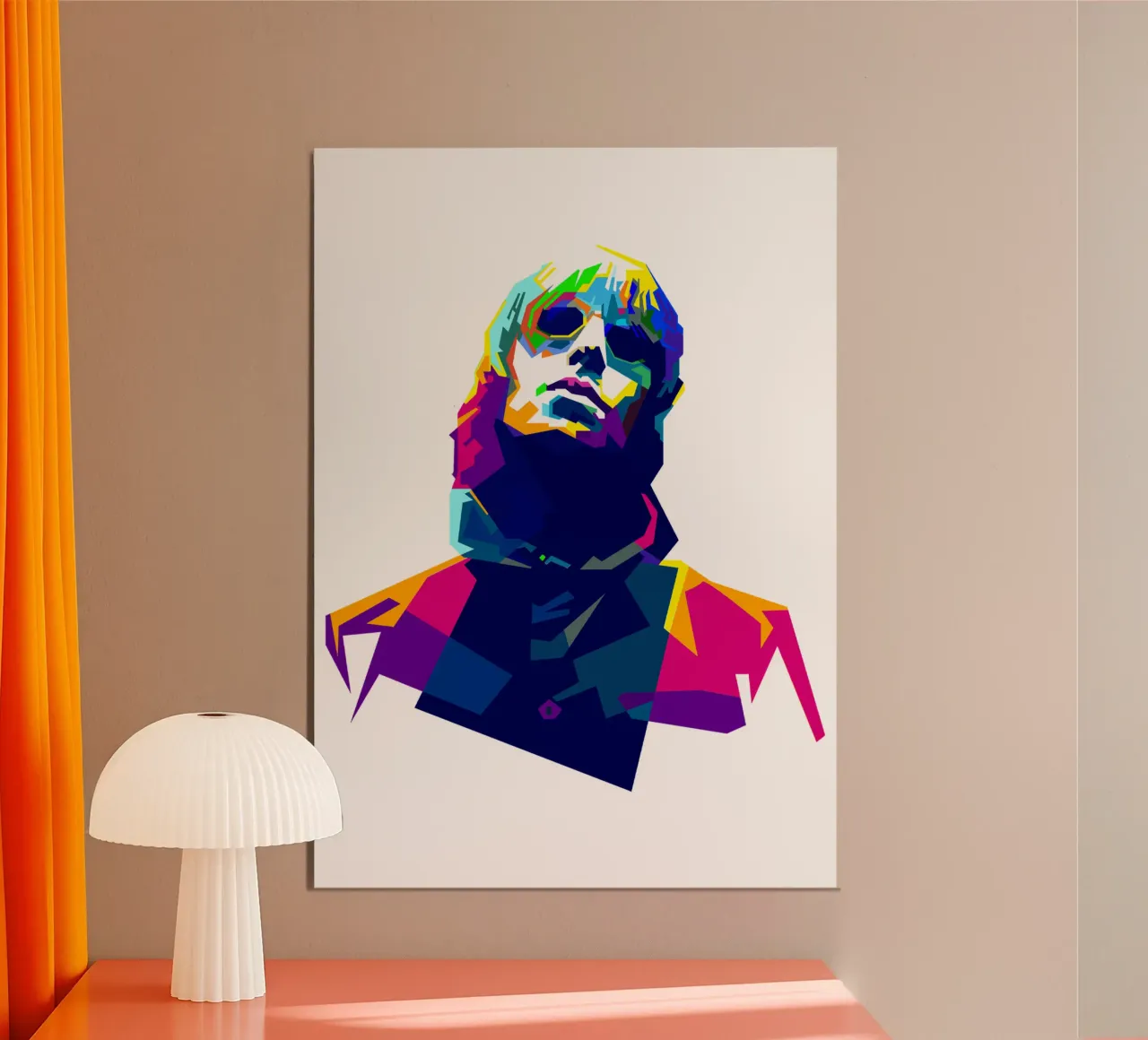 Liam Gallagher Músico Grunge WPAP Trending Now poster con marco de madera de Artkreator
