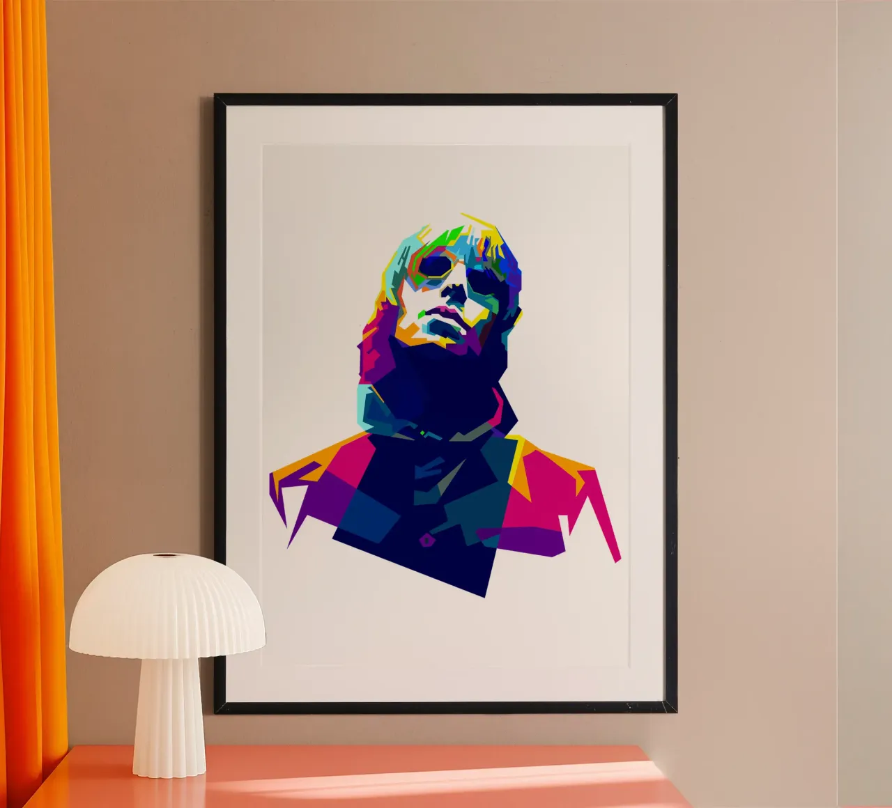 Liam Gallagher Músico Grunge WPAP Trending Now poster con marco de madera de Artkreator