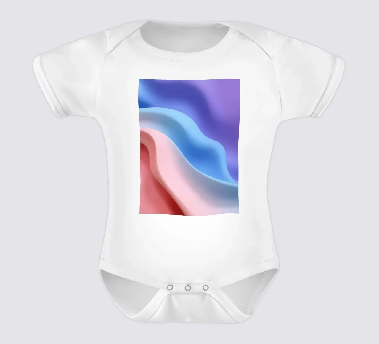 Soft textile waves in pastel colors create a soothing visual short-sleeve baby romper by DesignDoodle