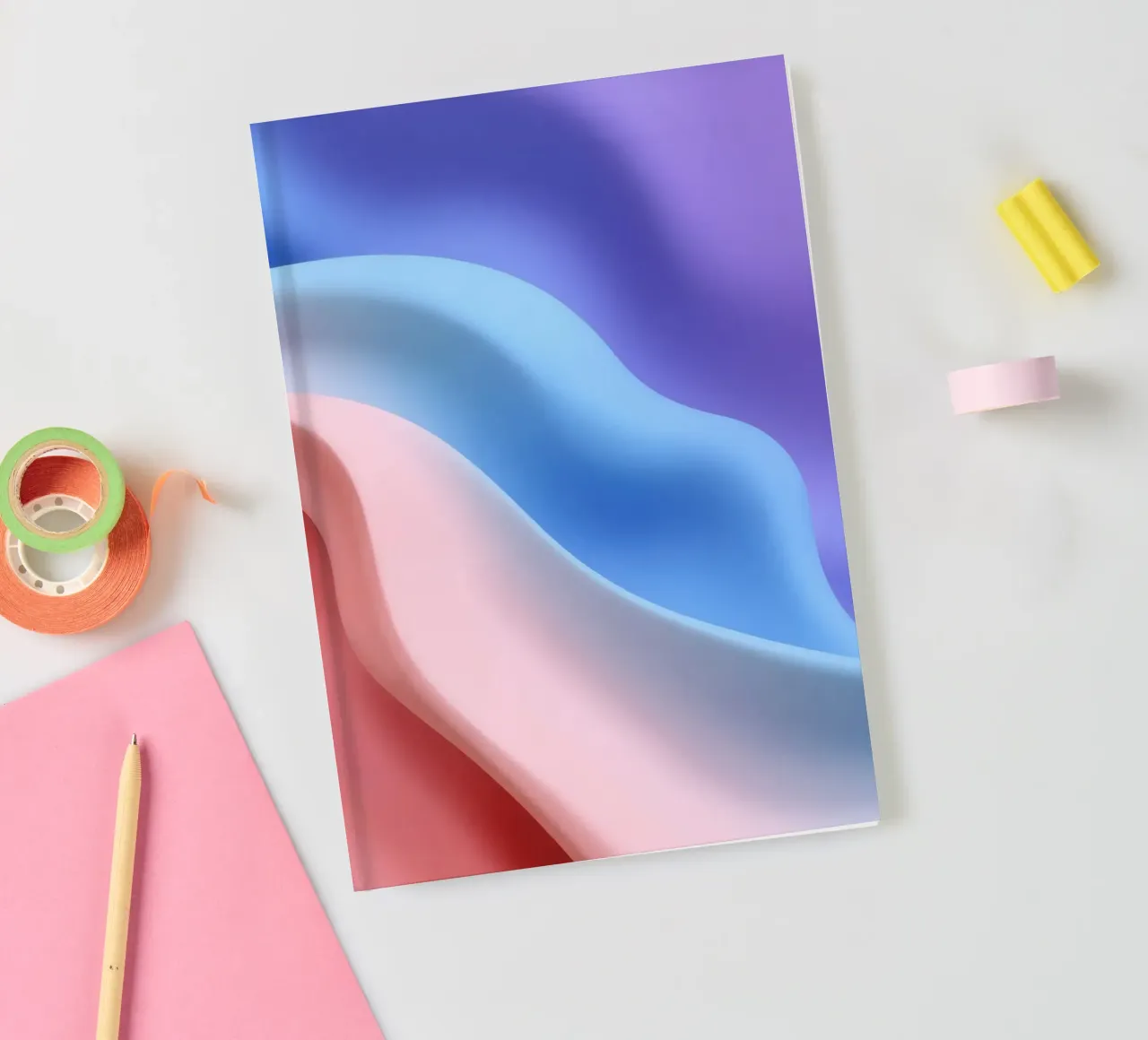 Soft textile waves in pastel colors create a soothing visual notebook by DesignDoodle