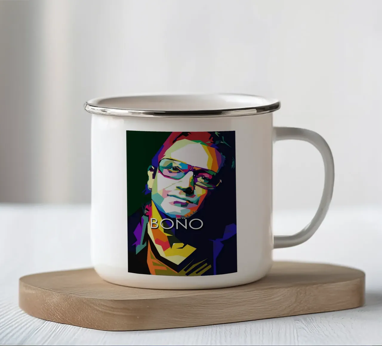 Bono U2 WPAP Trending Now tazza in smalto da Artkreator