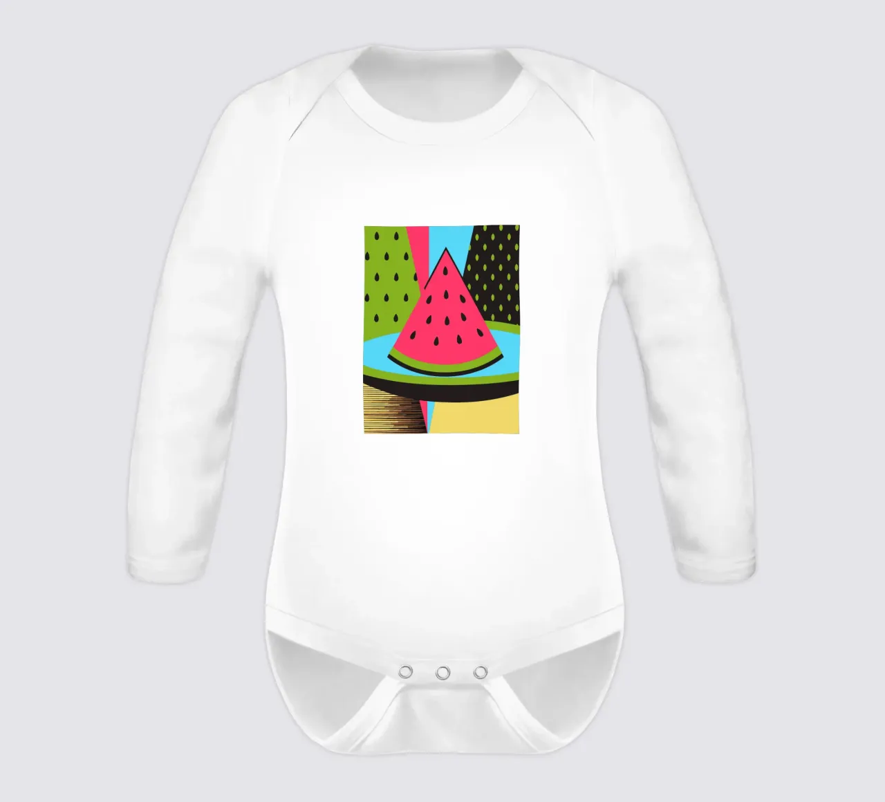 Moderne Wassermelone Langarm Babybody von LOOK DIFFERENT