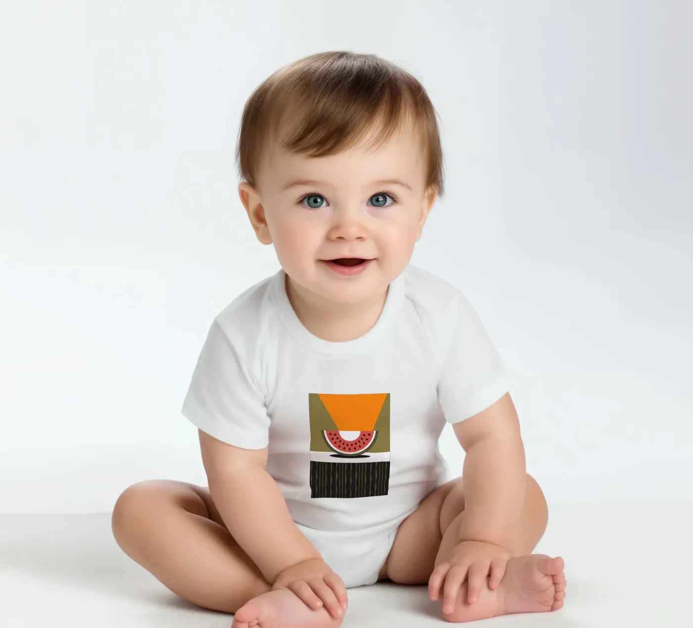 Modern Watermelon Kurzarm Babybody von LOOK DIFFERENT