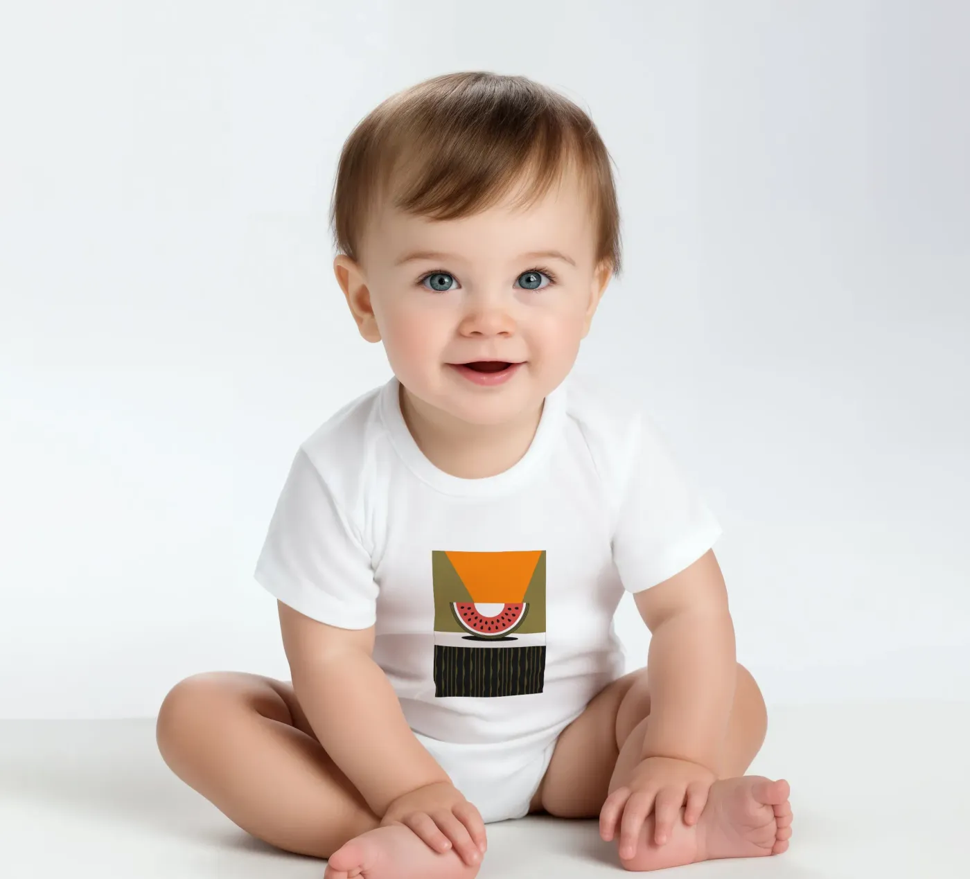 Modern Watermelon Kurzarm Babybody von LOOK DIFFERENT