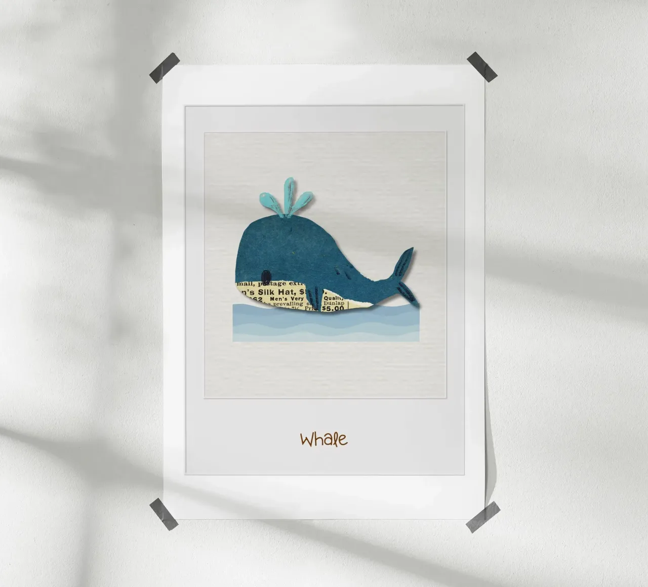 Vintage Whale Collage – Nautical Nursery Print with Retro Ch poster by Sprouts & Sparks