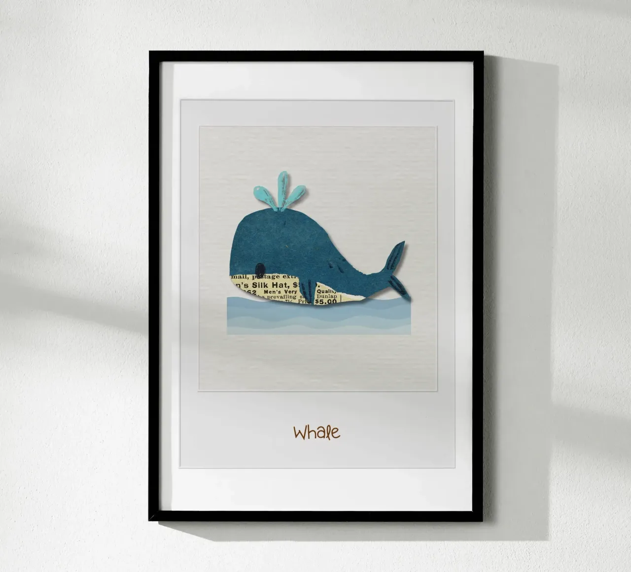 Vintage Whale Collage – Nautical Nursery Print with Retro Ch poster by Sprouts & Sparks
