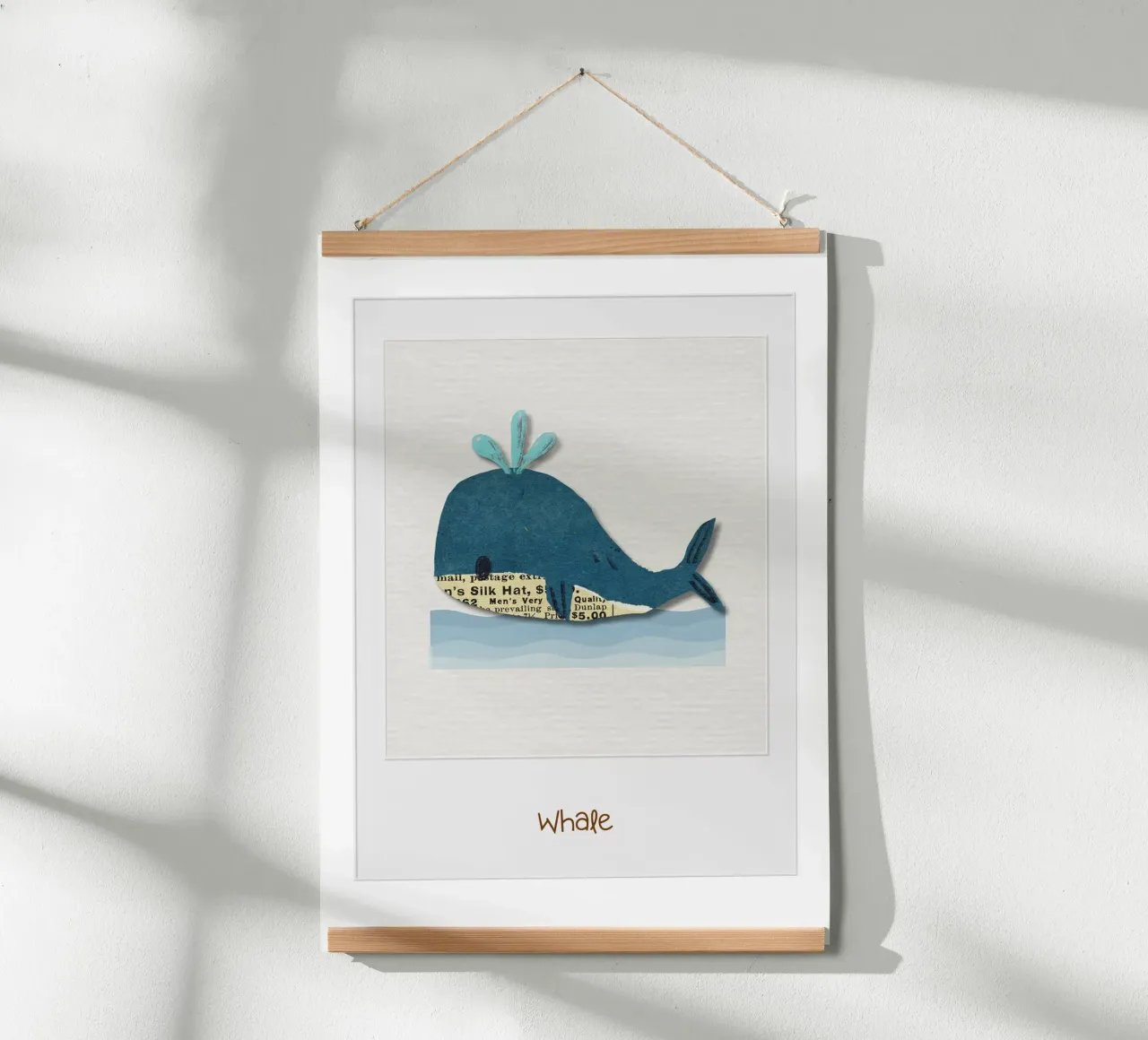 Vintage Whale Collage – Nautical Nursery Print with Retro Ch poster by Sprouts & Sparks