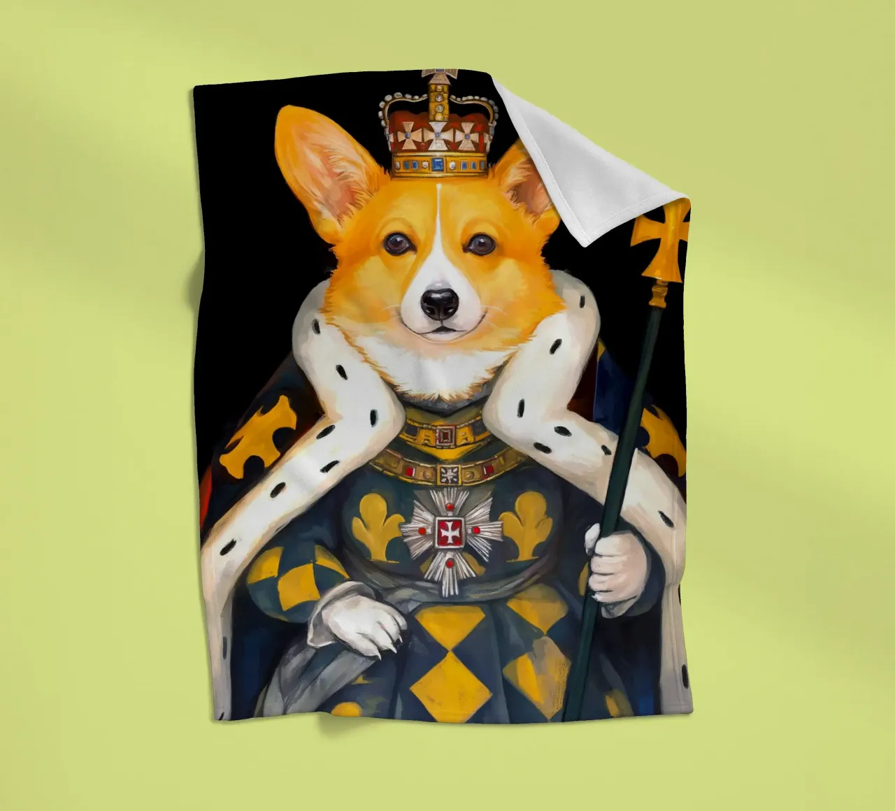 Royal Corgi Dog coperta in pile da Fleur de Lys