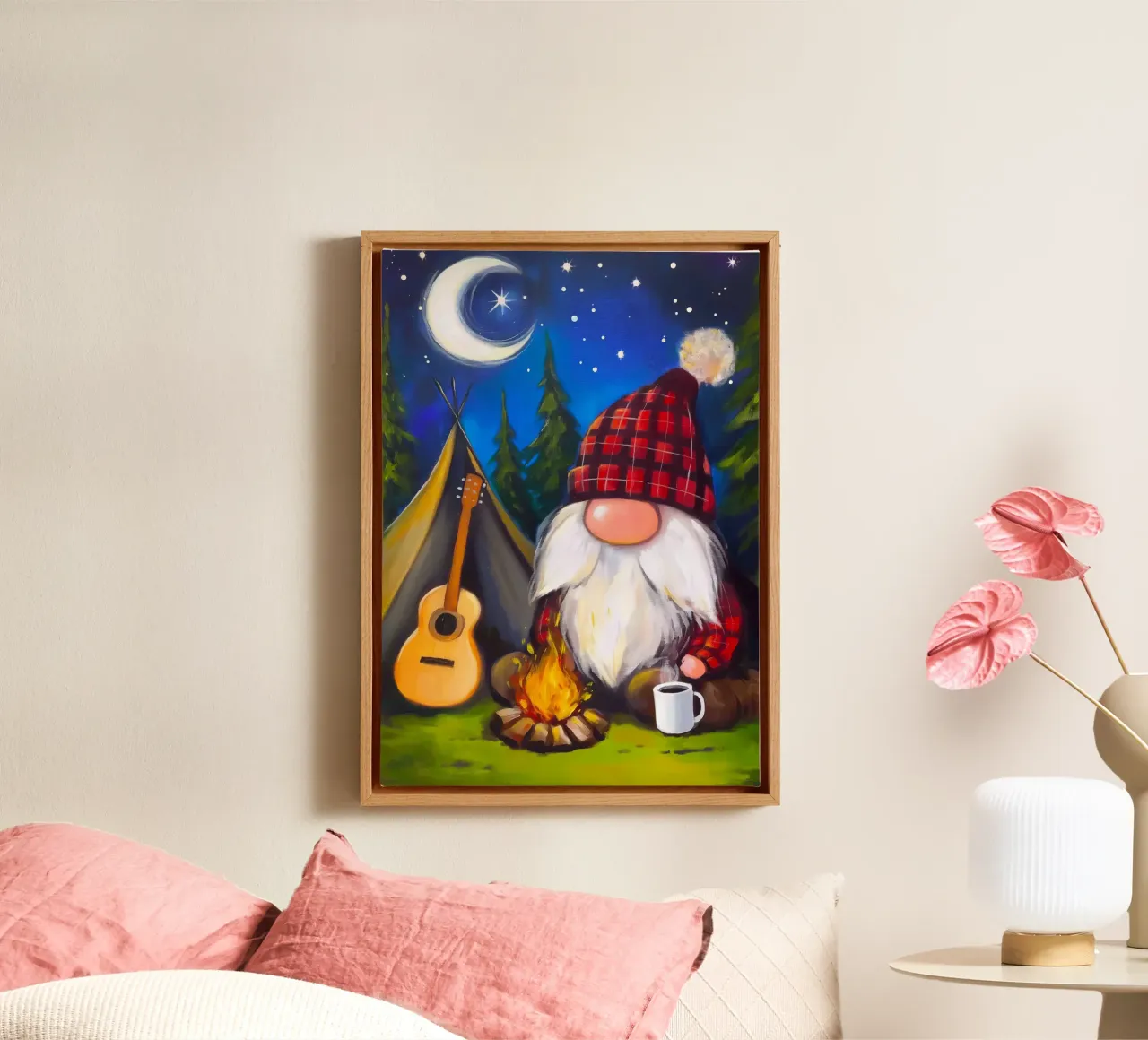 Kerstkabouter canvas met Baklijst van Fleur de Lys
