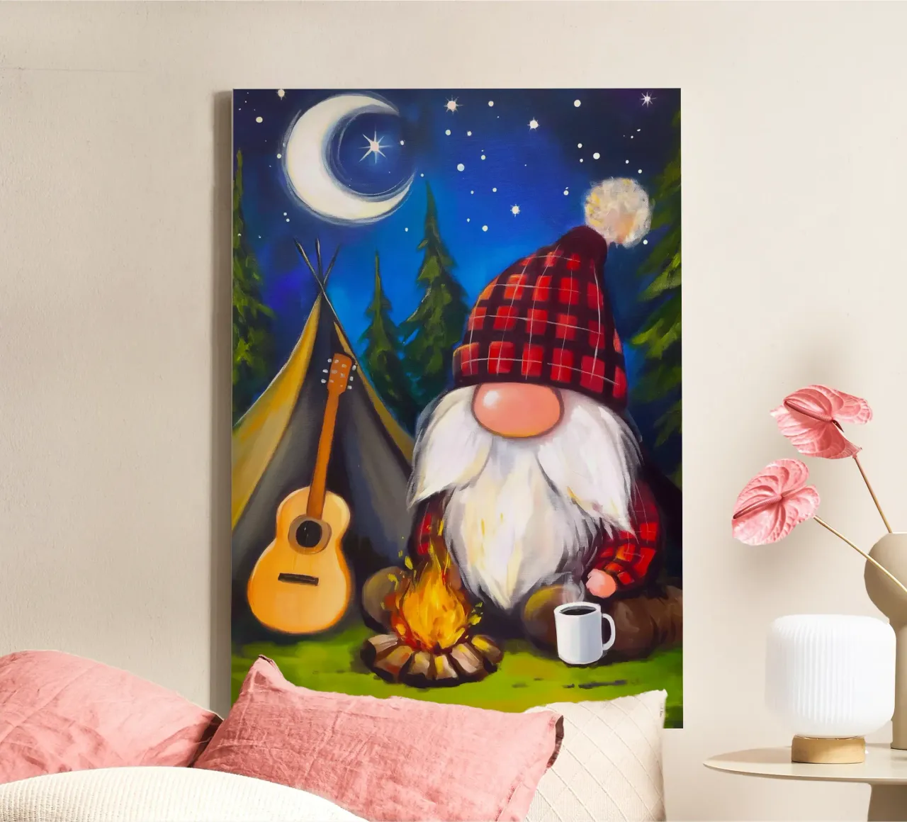 Kerstkabouter canvas met Baklijst van Fleur de Lys