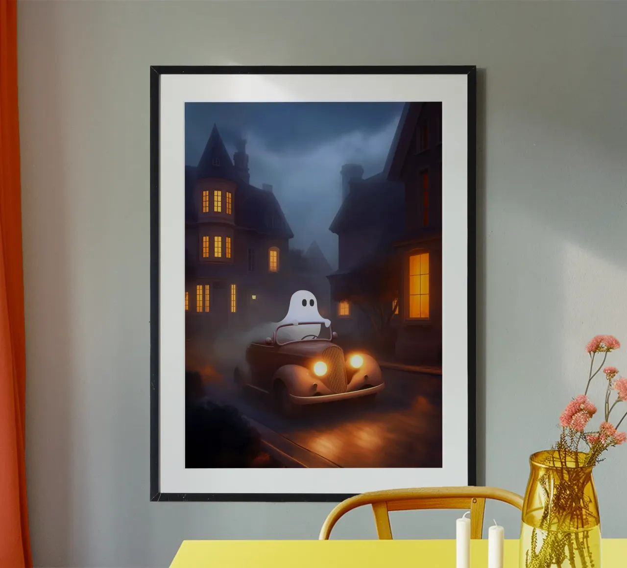 Autista fantasma di Halloween poster con telaio in plastica da Fleur de Lys