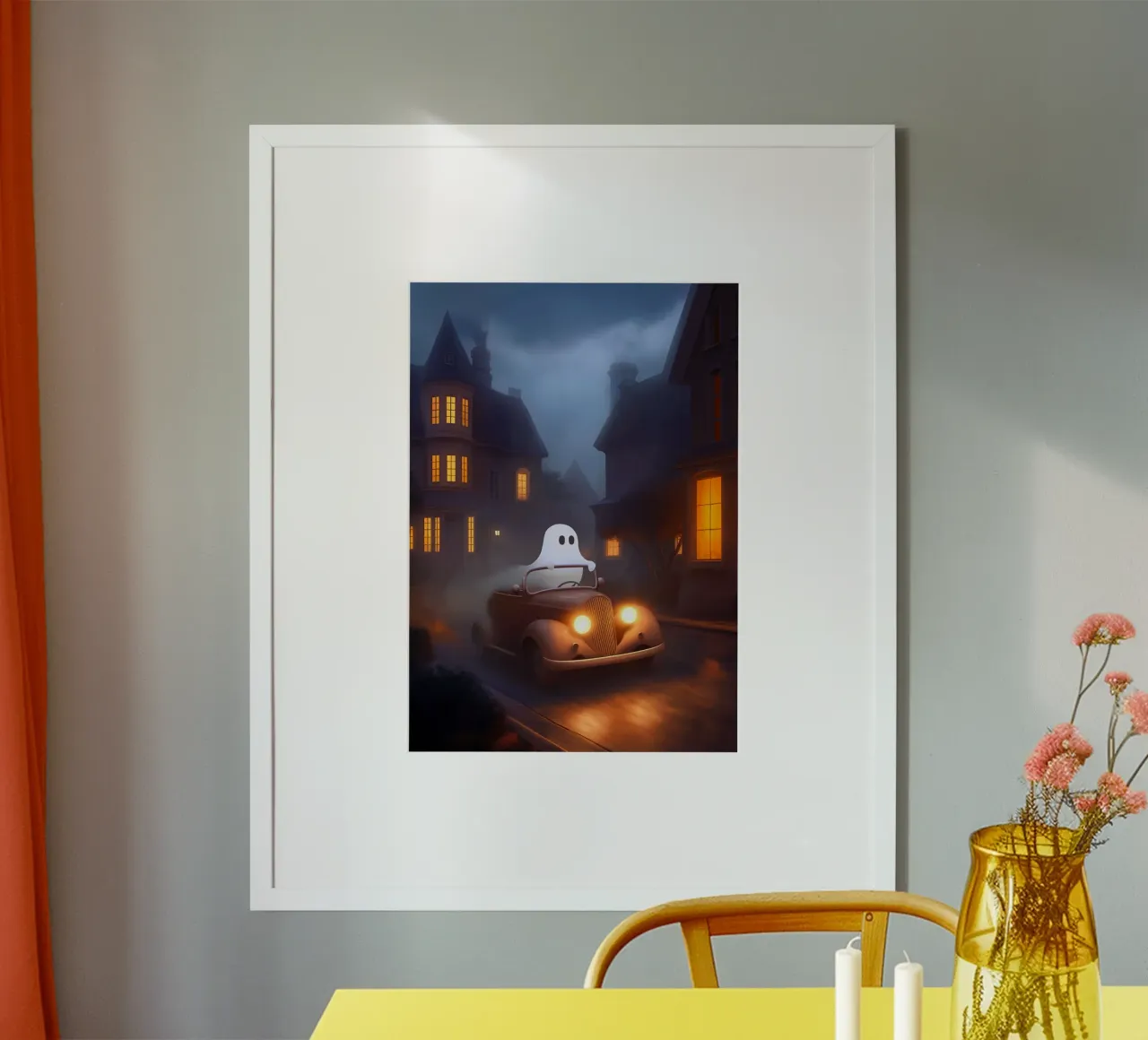 Autista fantasma di Halloween poster con telaio in plastica da Fleur de Lys