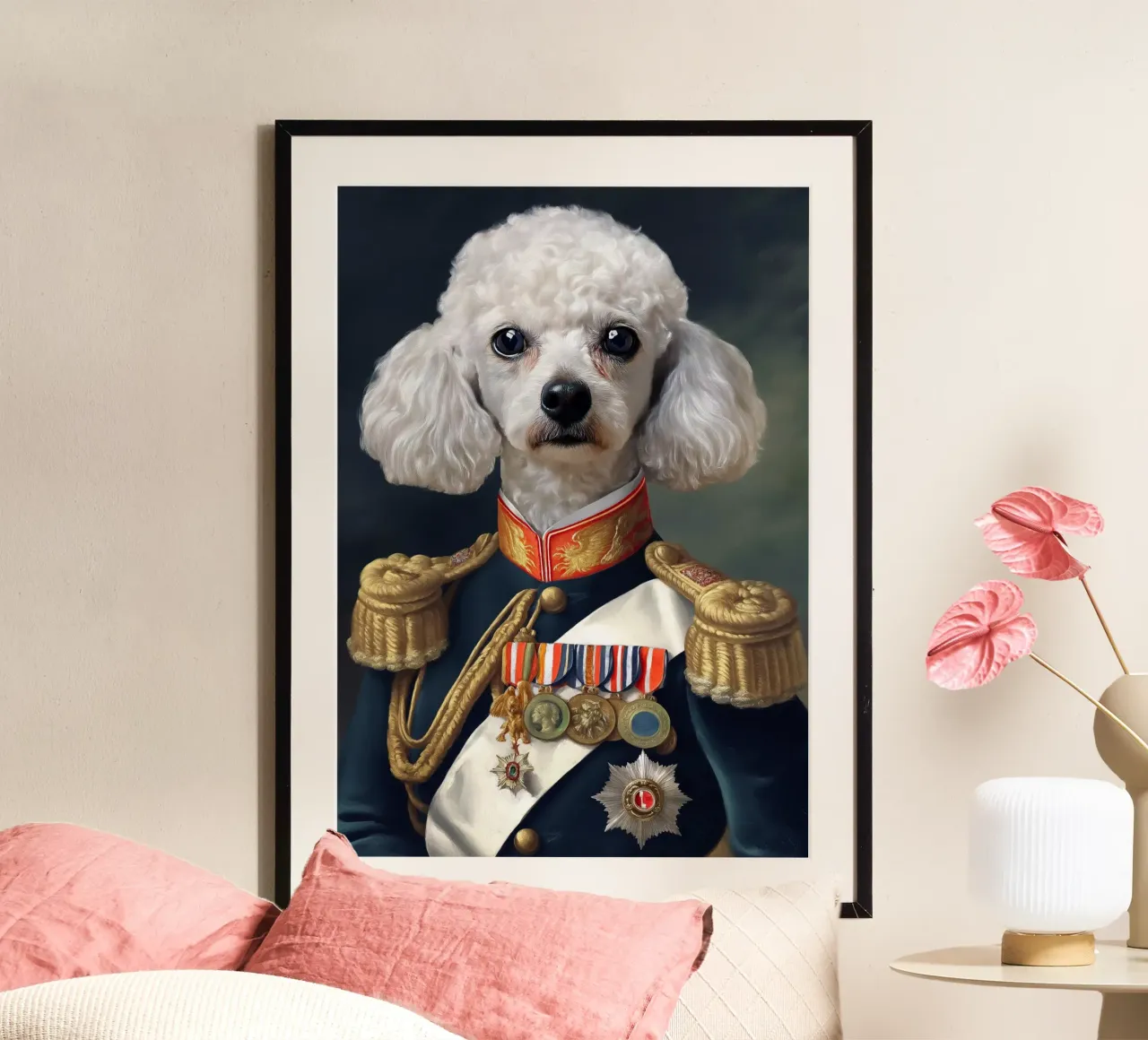 Caniche Blanco Real poster de Fleur de Lys