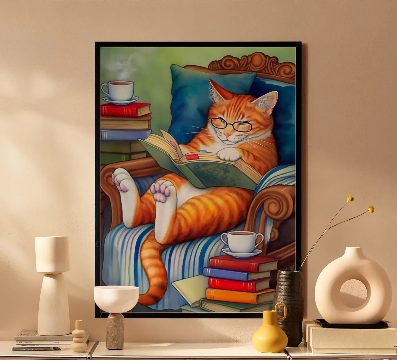 Lecture des chats poster de Fleur de Lys