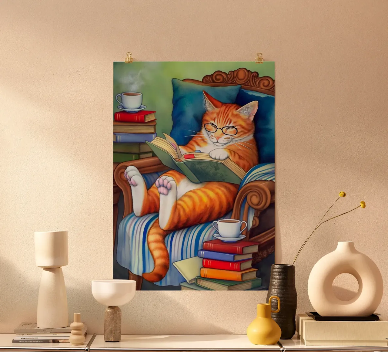 Lecture des chats poster de Fleur de Lys