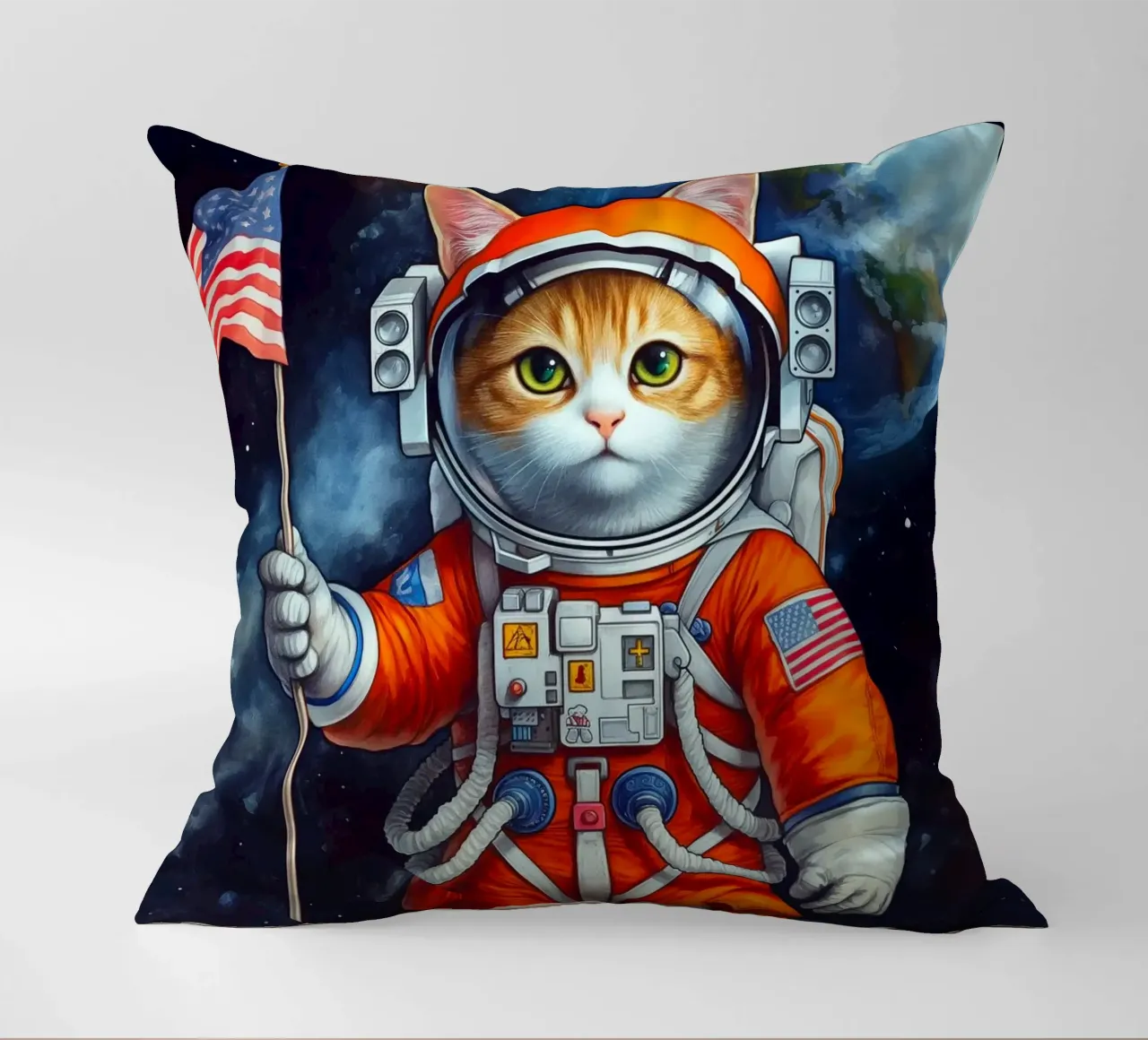 Gatto astronauta cuscino da Fleur de Lys