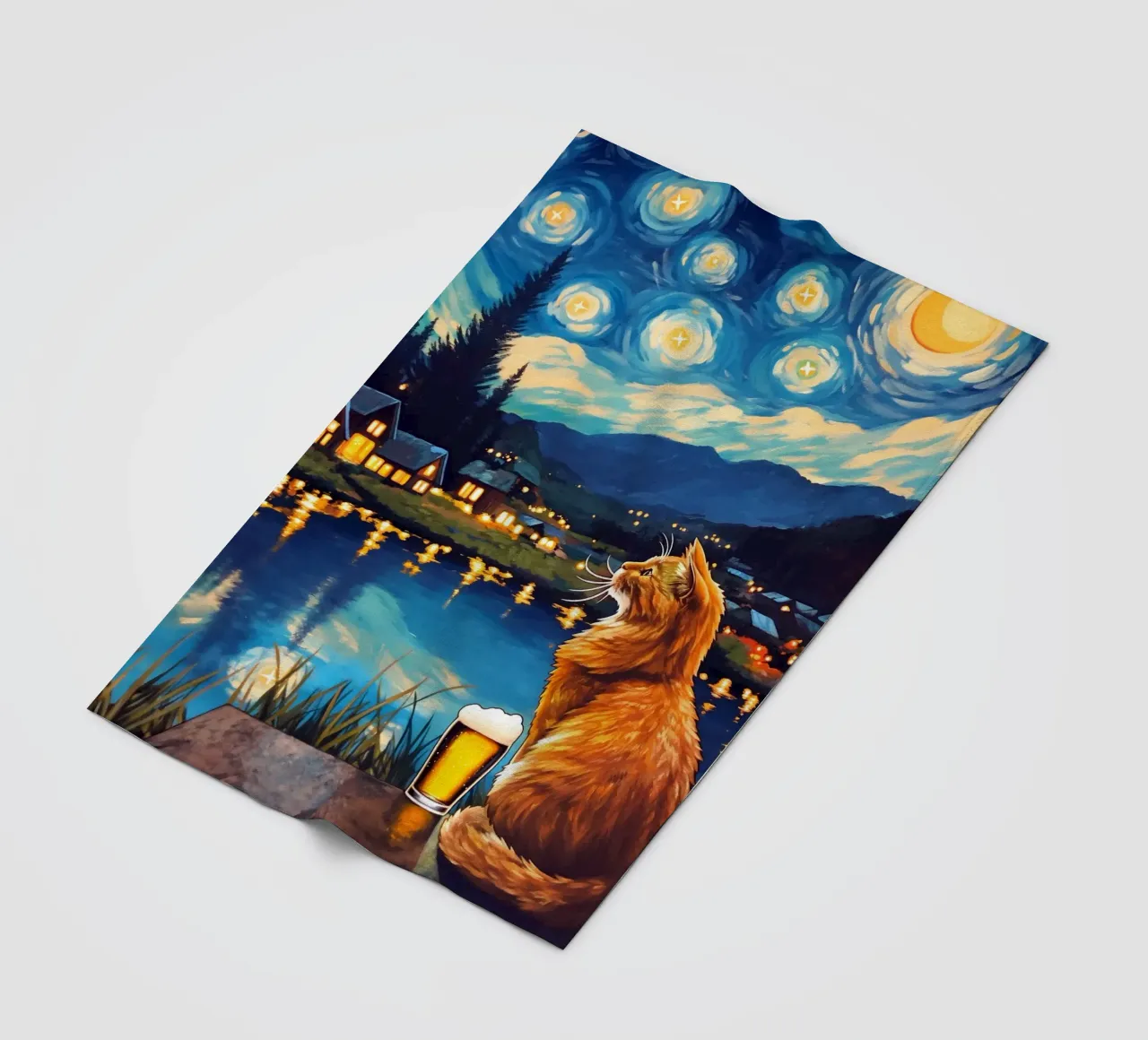 Gatto beve birra coperta in pile da Fleur de Lys