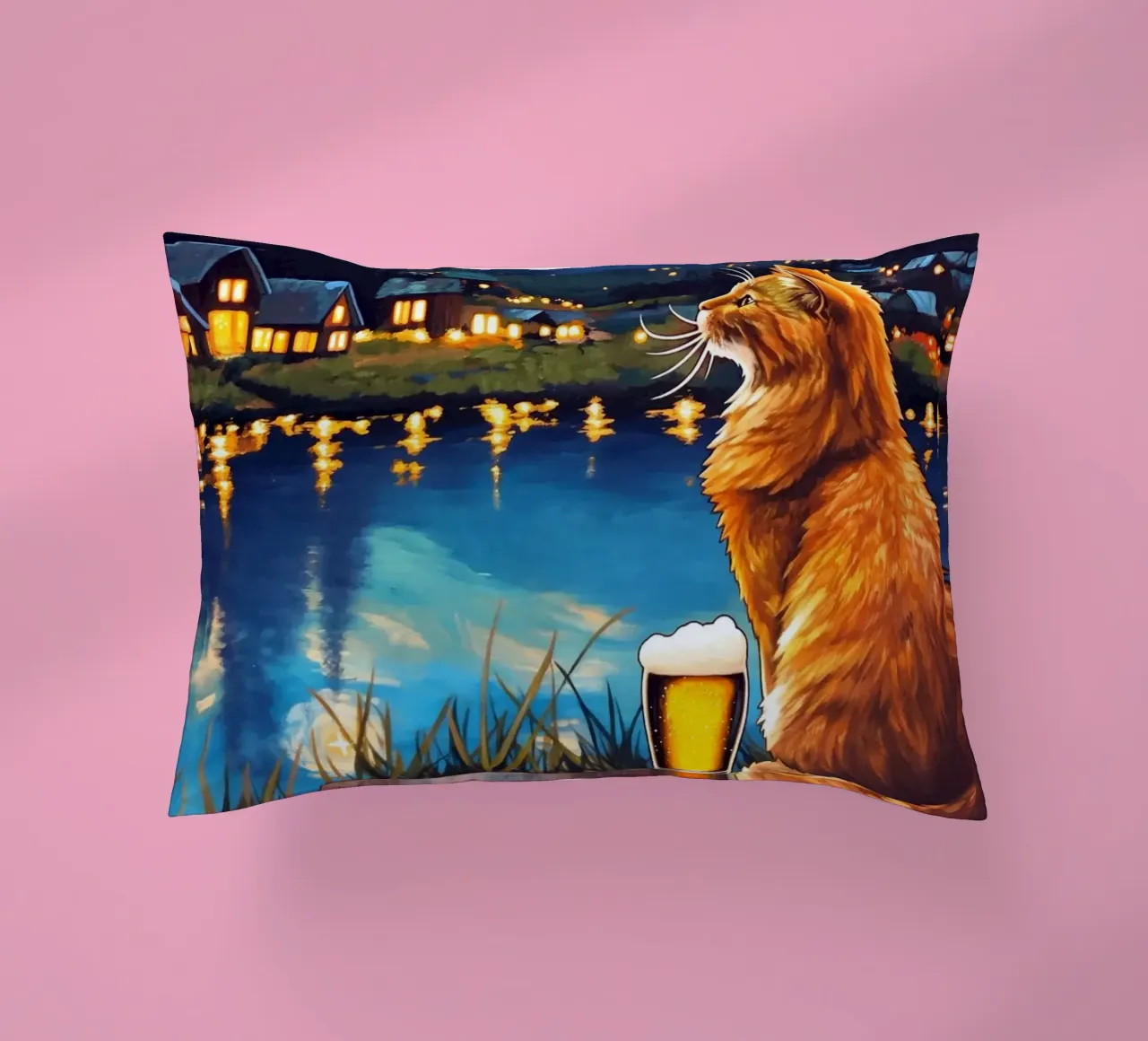 Gatto beve birra cuscino da Fleur de Lys