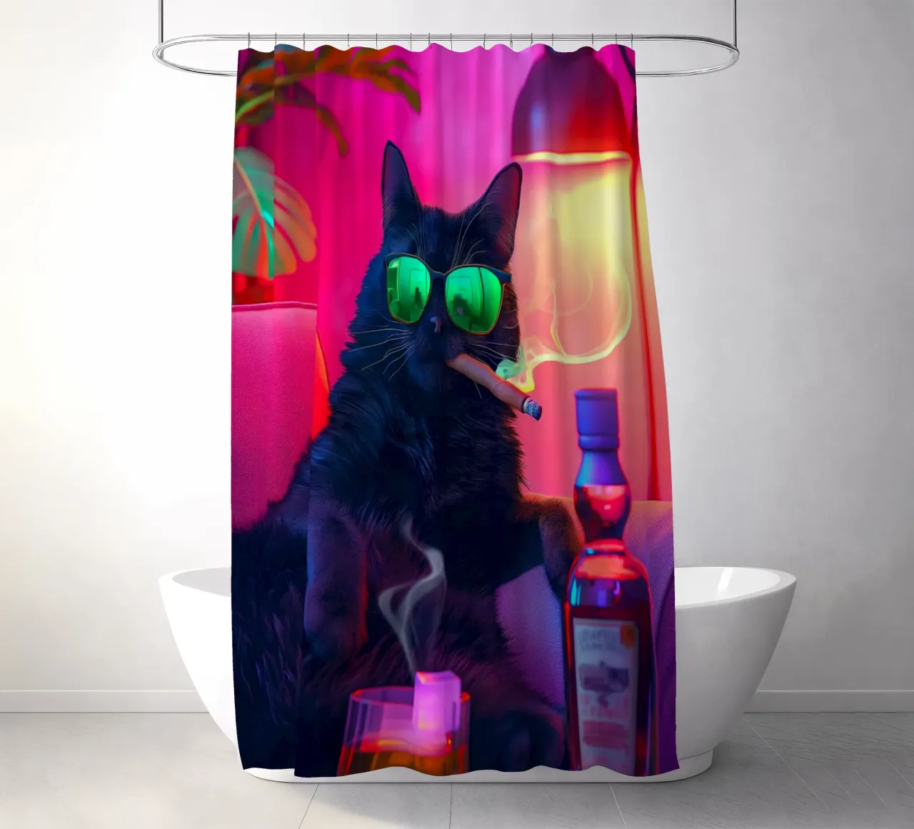 Fancy Cat Fumar cortina de baño de Fleur de Lys