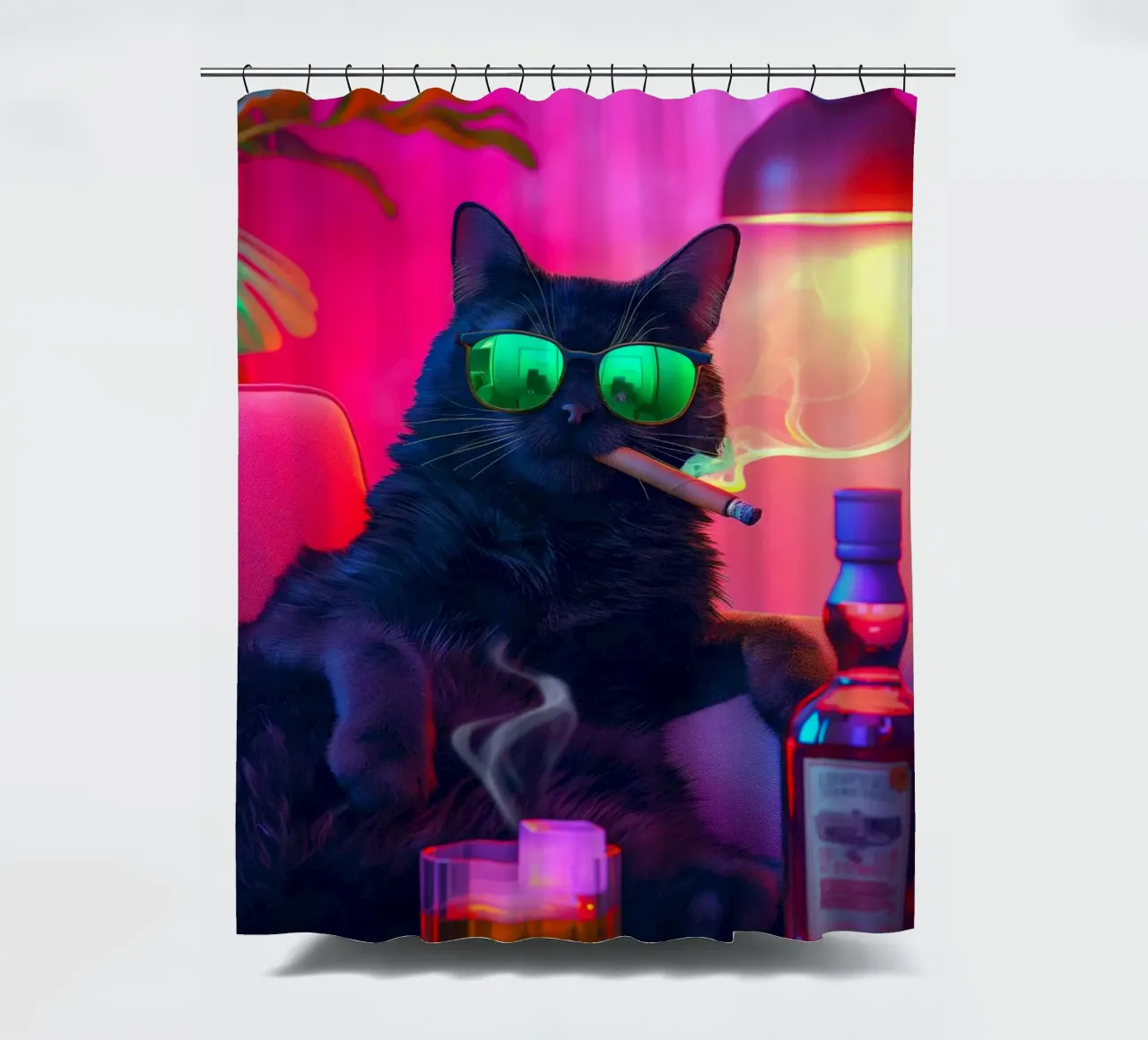 Fancy Cat Fumar cortina de baño de Fleur de Lys